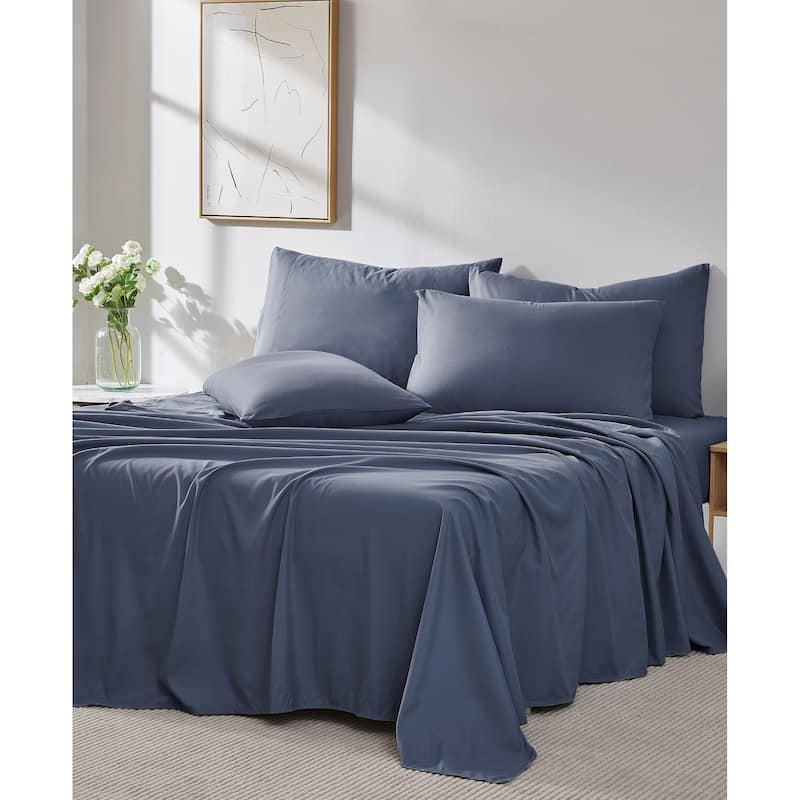 Vilano 6-piece Ultra Soft Extra Deep Pocket Bed Sheet Set - Dark Blue - Full