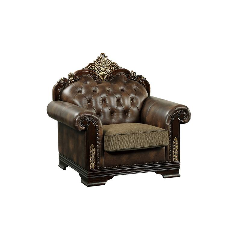 Nanette Dark-Cherry Wood Living Room Set