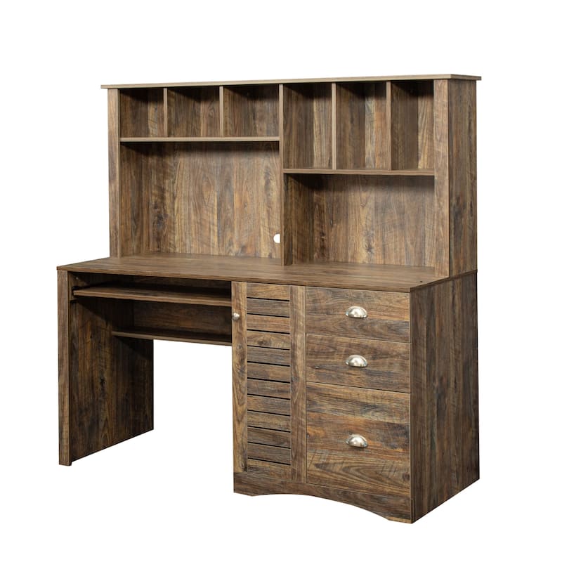 60“ L Shaped Desk with Hutch and Storage Computer Desk Office Desk