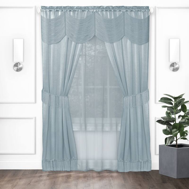 Achim Halley 6 Piece Window Curtain Set - 56x84 - Ice Blue
