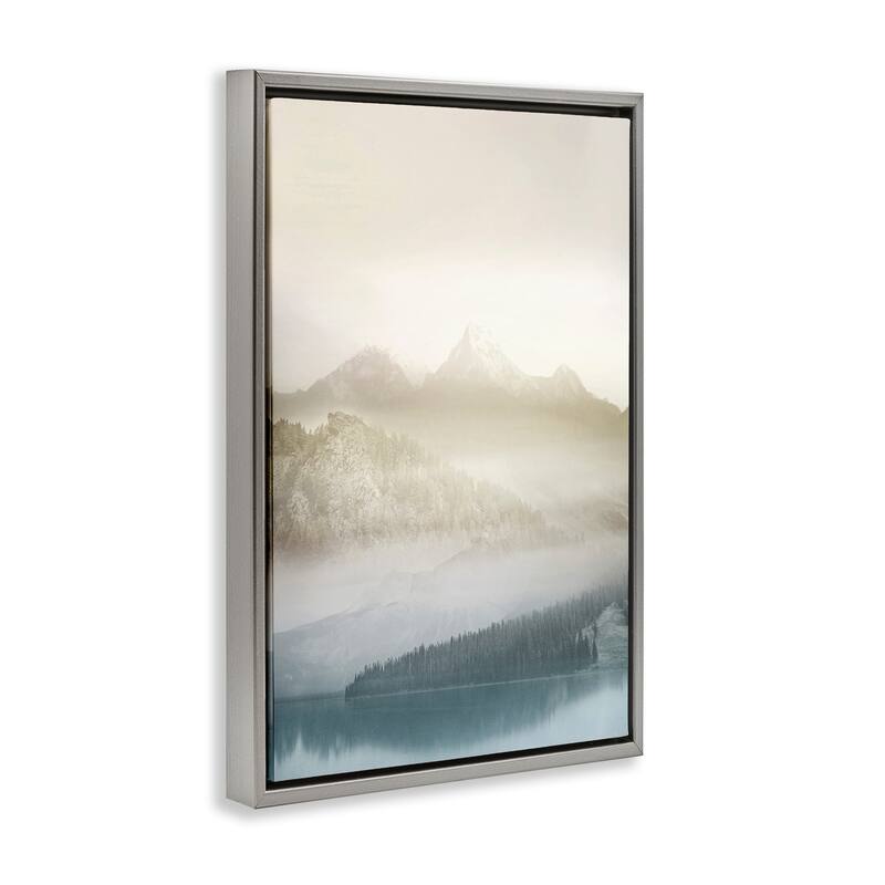 Stupell Vanilla Mountain Peaks View Framed Floater Canvas Wall Art Design By Gemma Bardot