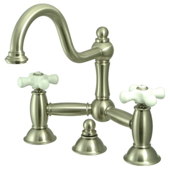 Elements Of Design Double Handle 8" Center Bridge Bathroom Faucet with - Satin Nickel
