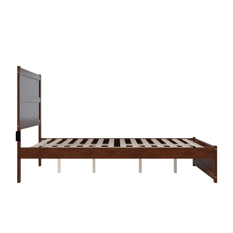 Modern Platform Bed with Footboard - Walnut Finish Bedroom Furniture