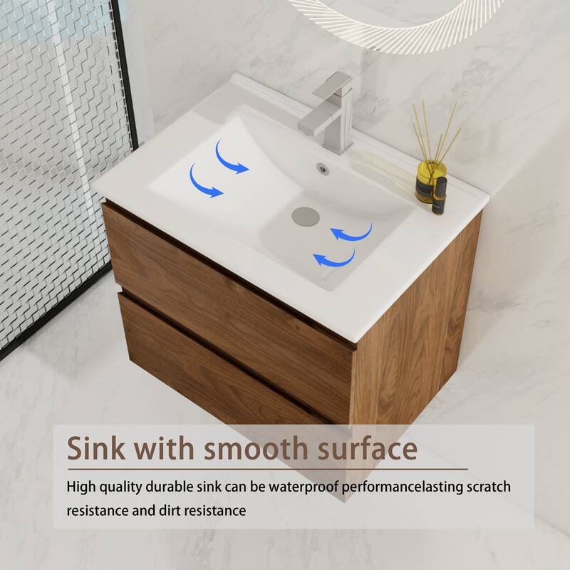 BNK 24"/30"/36'' Single Sink Bathroom Vanity with Two Soft Close Drawers