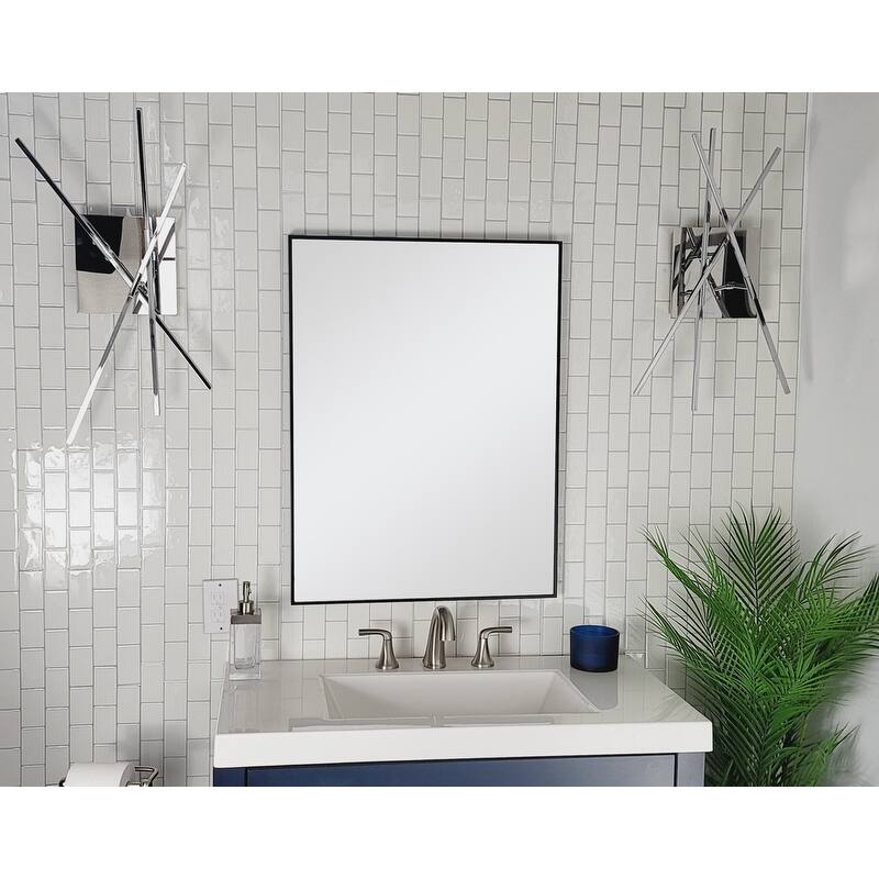 Venta Modern Black Framed Wall Mirror with Dual Mounting Brackets