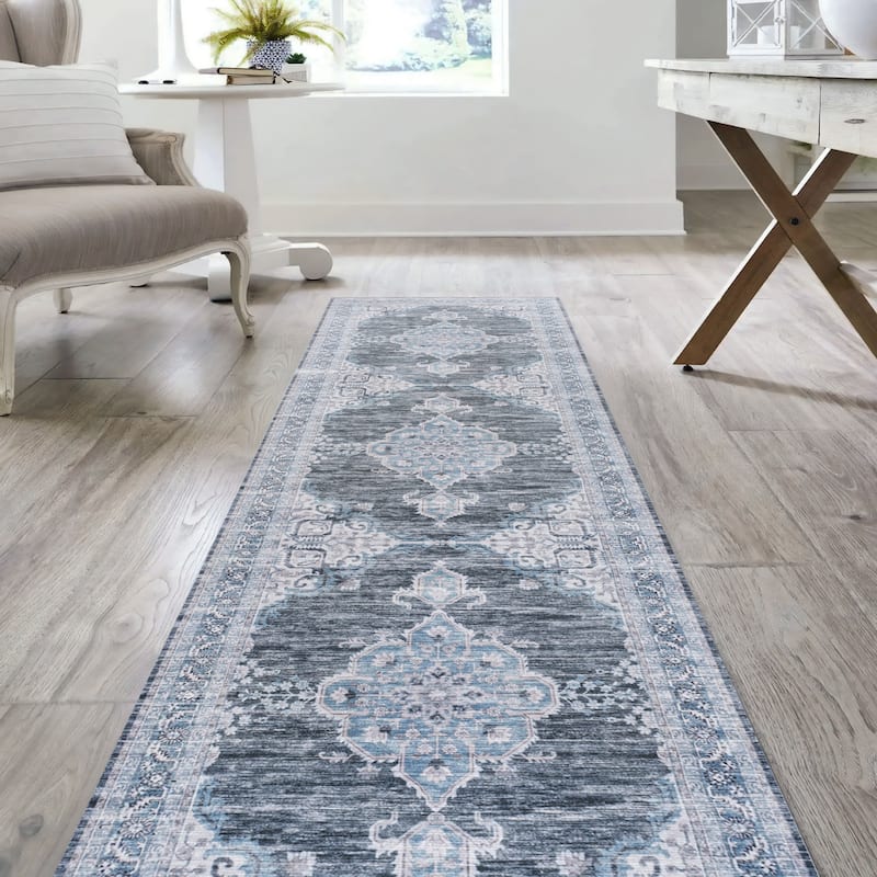 JONATHAN Y Chapell Cottage Medallion Machine-Washable Area Rug