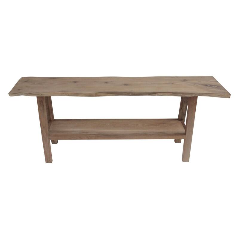 Artissance Live Edge Solid Walnut Wood Console Table with Shelf, 79 Inch Wide, Natural Finish (Color & Size May Vary)