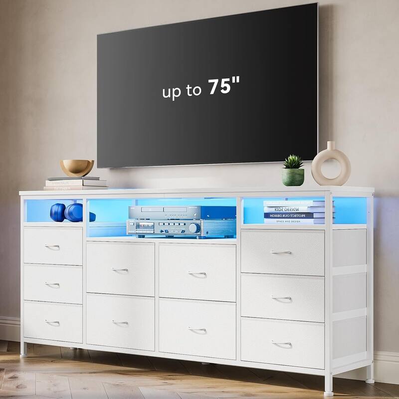10 Drawer Dresser Tv Stand for 65 70 75 Inch Tv