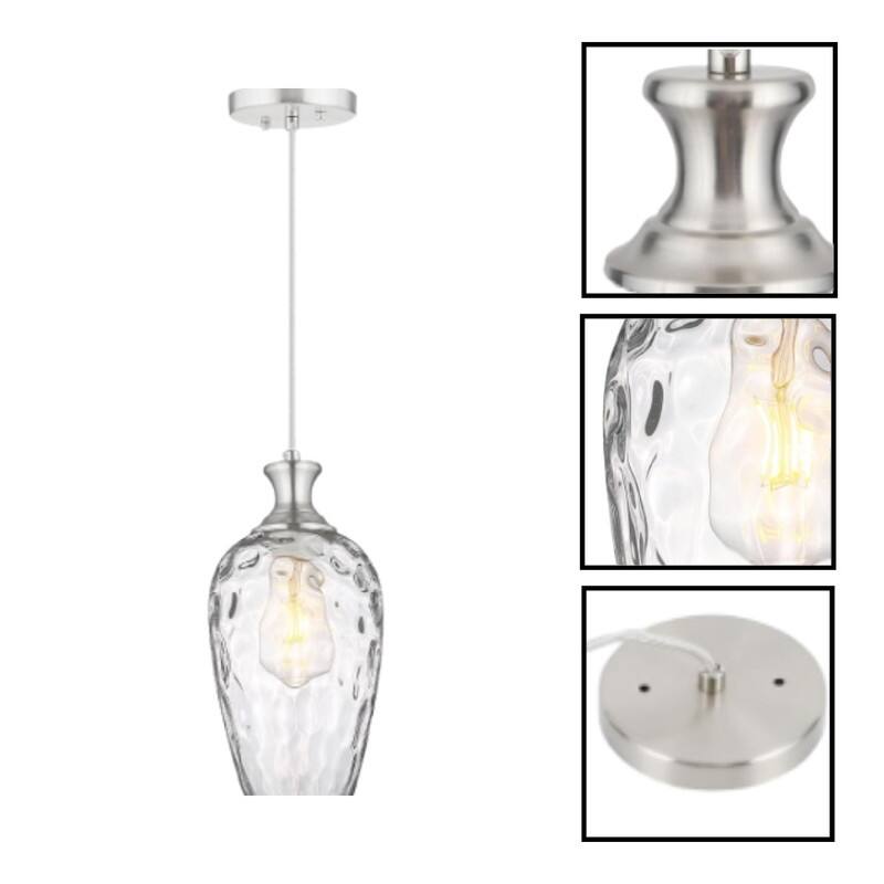 2 Pack hanging light brushed nicke light fixtures glass, metal pendant light