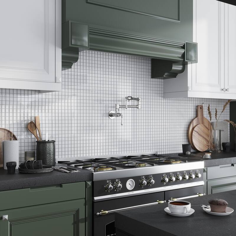 Apollo tile 12" x 12" Colorway Glossy White Glass Tile (9.67 sq ft/case) - 10 Pack