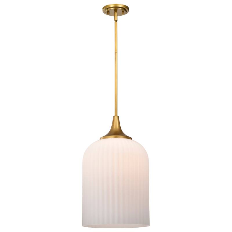 Solara Pendant Natural Brass Finish Frosted Ribbed Glass - Natural Brass