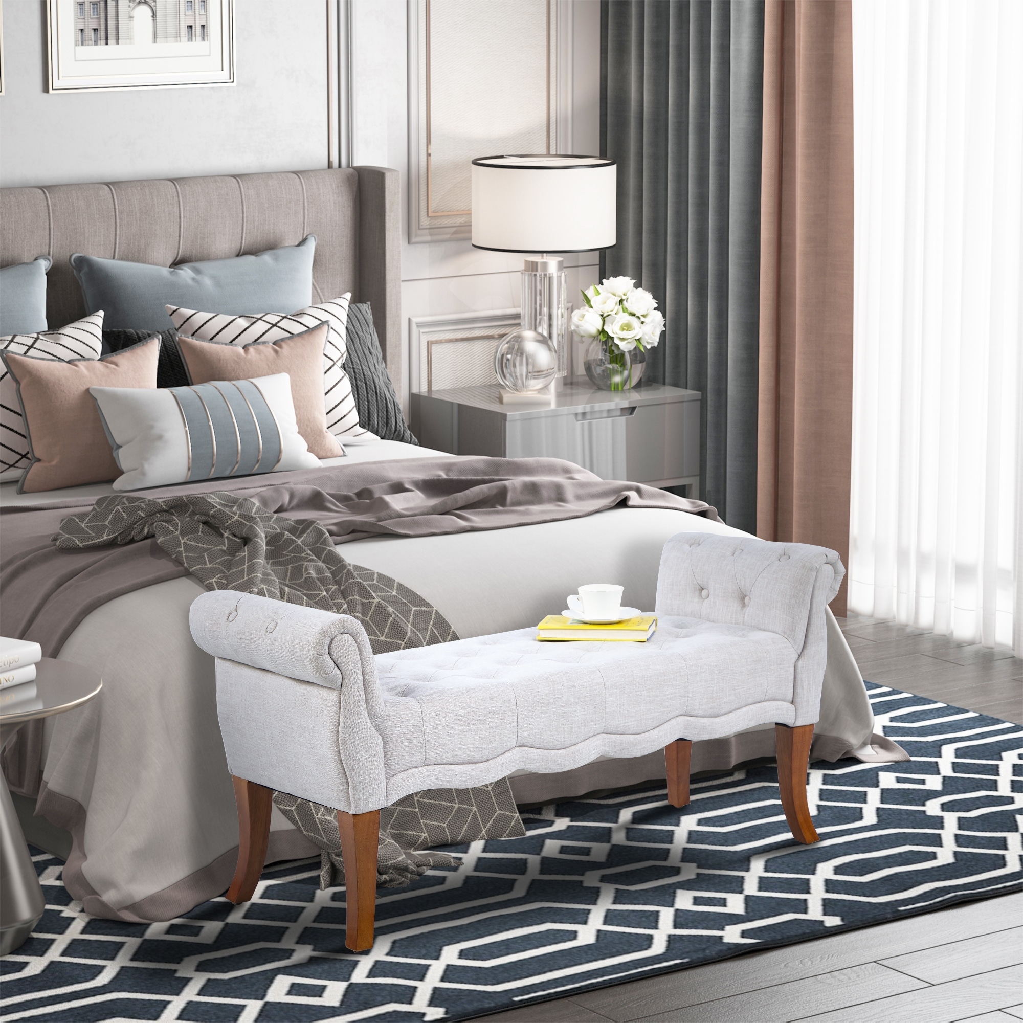 Grey bed end bench store