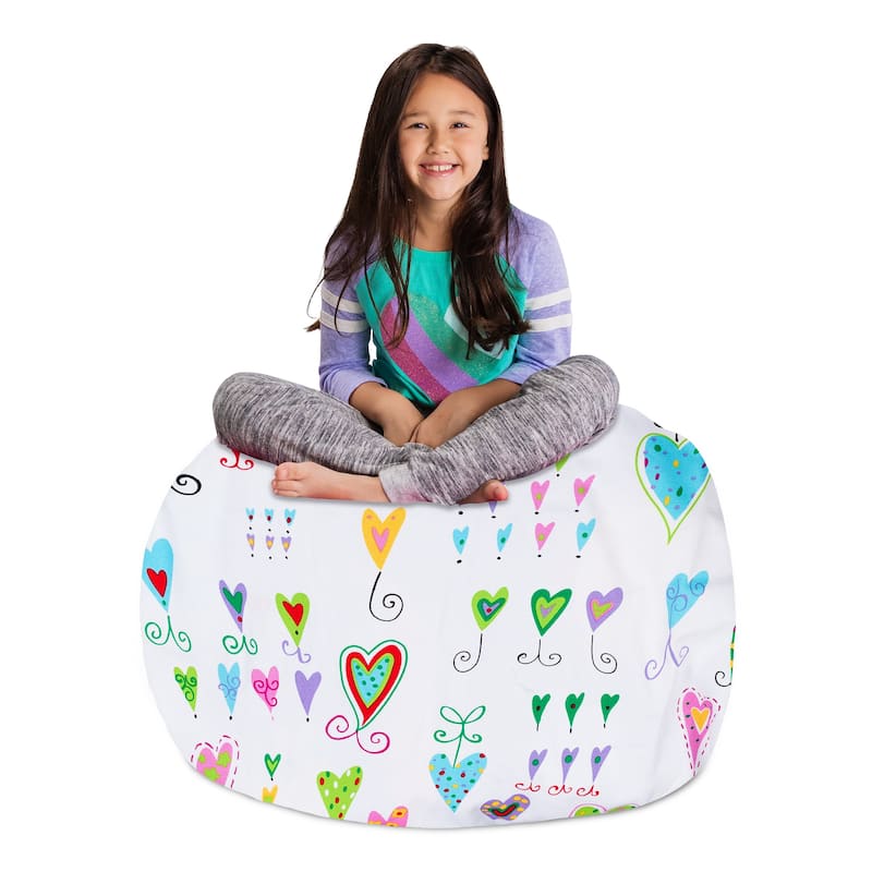 Kids' Stuffed Animal Storage Bean Bag Chair Cover or Toy Organizer