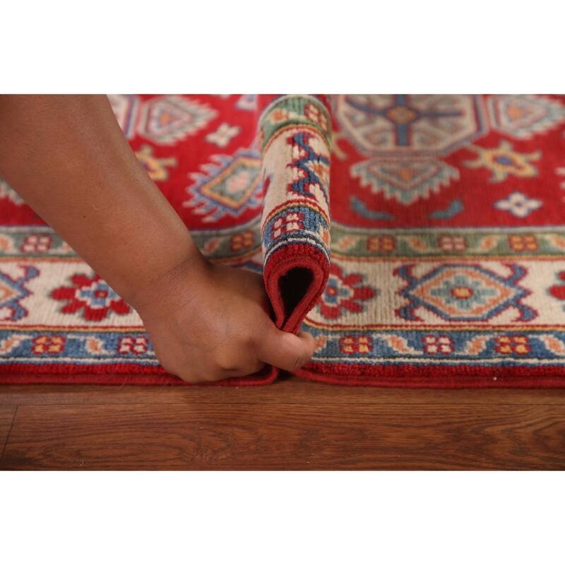Geometric Kazak Runner Rug Handmade Oriental Wool Carpet - 2'8" x 7'9"