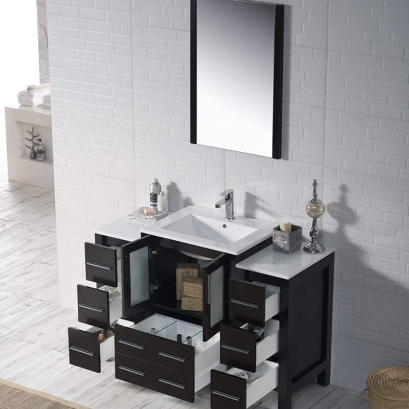 Blossom 48" Solid Wood Bathroom Vanity w/ Ceramic Sink & Side Cabinet