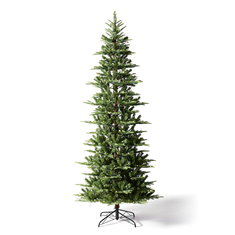 Glitzhome 7.5ft/9ft Pre-Lit Evergreen Slim Fir Artificial Christmas Tree With Strawberry Lights
