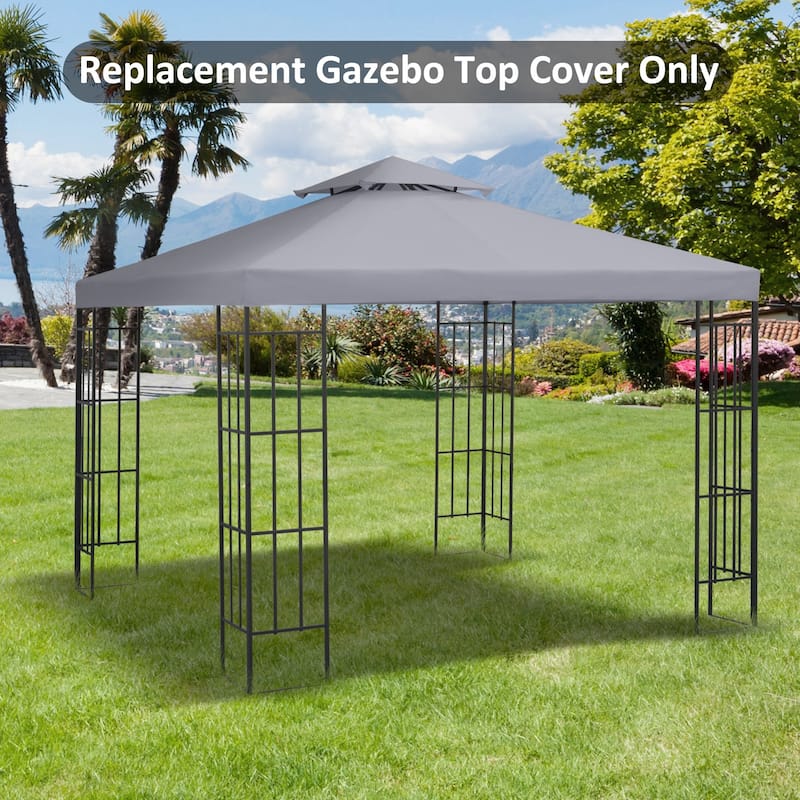 Outsunny Gazebo Replacement Canopy for Model 01 -0153, 2-Tier Top Cover for 9.84' x 9.84' Outdoor Gazebo, Brown (TOP ONLY)