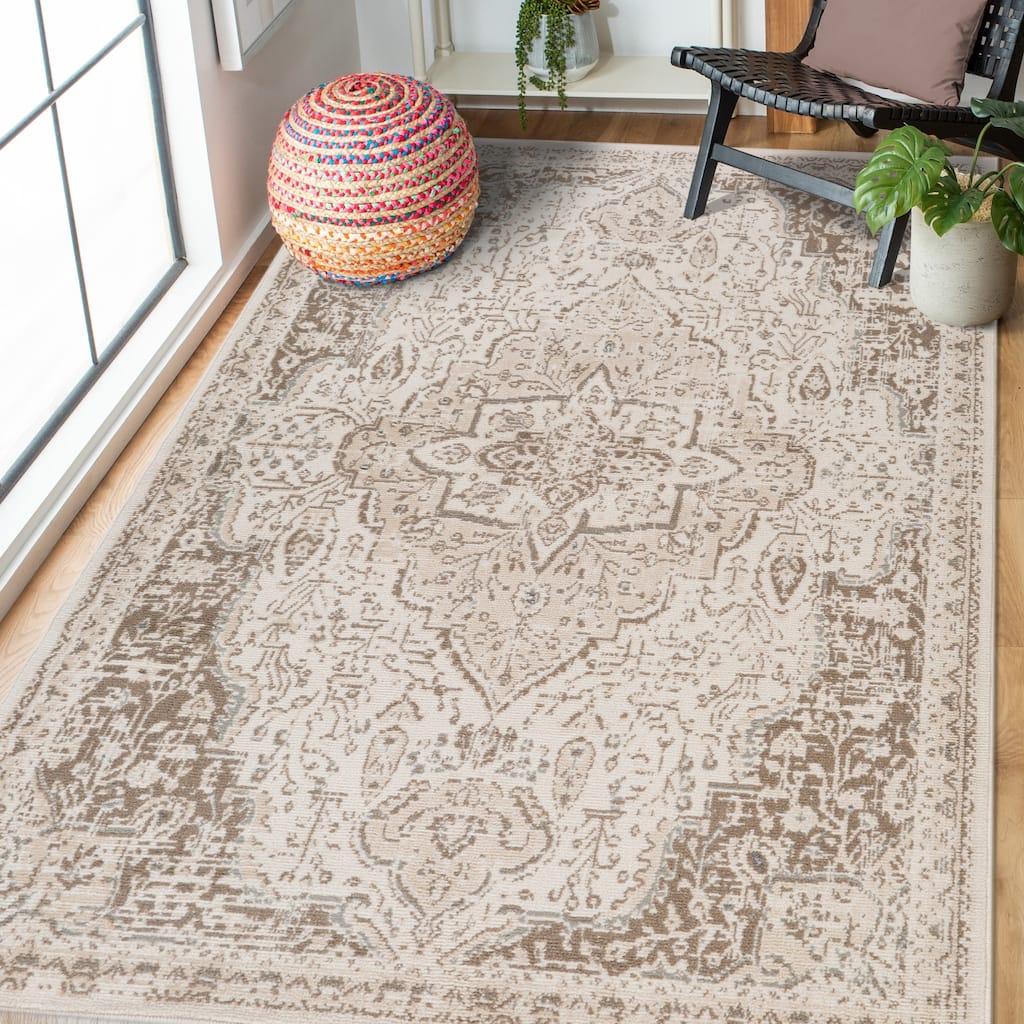 Alana Imara Light Cream Medallion Area Rug