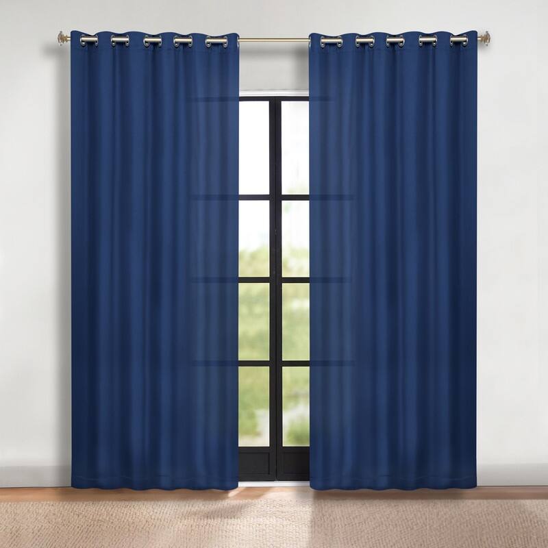 Superior Solid Machine Washable Room Darkening Grommet Blackout Curtains, Set of 2
