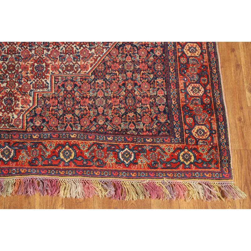 Hand Knotted Oriental 100% Wool Carpet Traditional Medallion Beige & Ivories Senneh Area Rug - 6' 3'' X 4' 5''