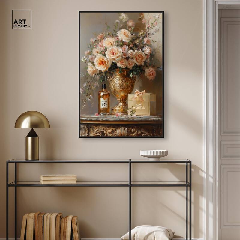 Classical Vase Tans and Floral Canvas by Art Remedy