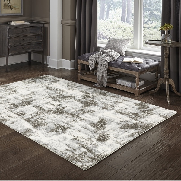 Vannes Marbled Abstract Ivory/Gray Area Rug - Bed Bath & Beyond