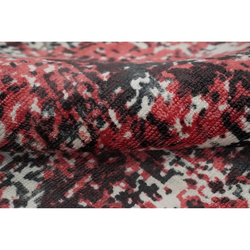 Hand Knotted Oriental Viscose Silk Carpet Modern Abstract Multi-Colored Abstract Area Rug - 7' 10'' X 5' 5''