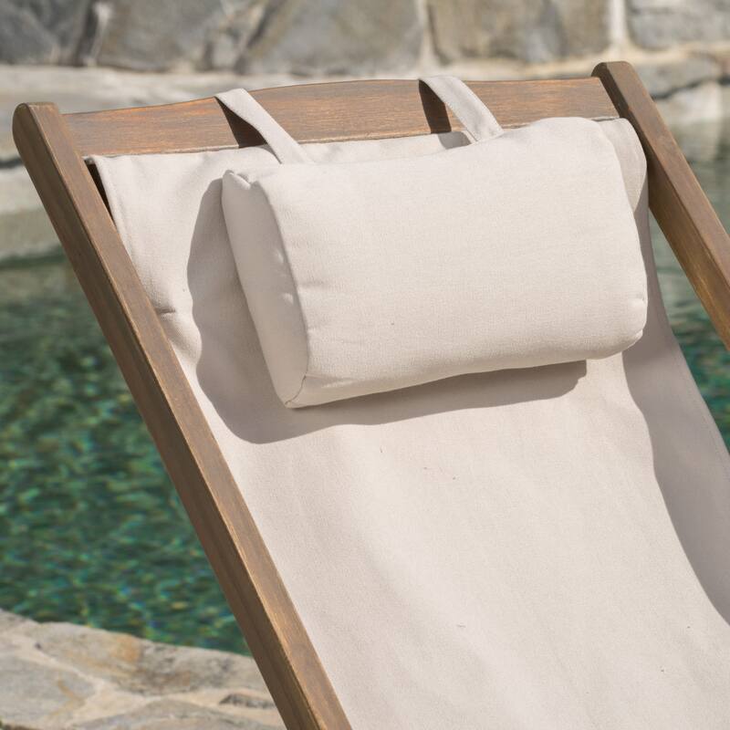 Nikki Outdoor Eucalyptus Wood and Canvas Sling Chair (Set of 2) by Christopher Knight Home