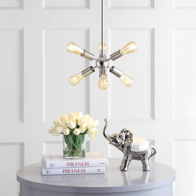 Bailey 17.5" Sputnik Metal LED Chandelier, Nickel by JONATHAN Y