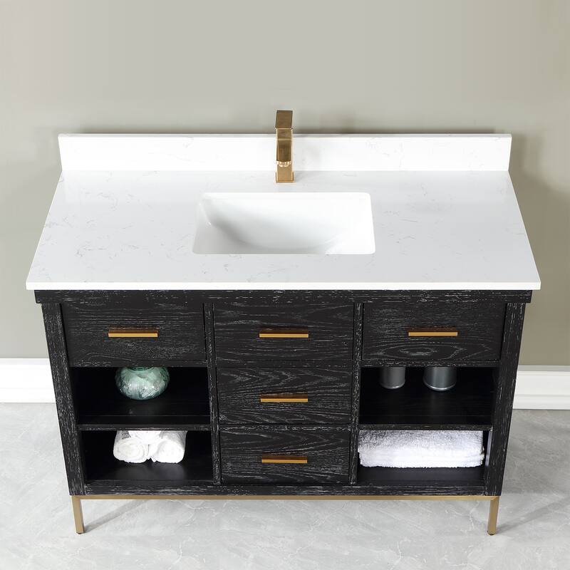 Altair Kesia Bathroom Vanity with White Composite Stone Top without Mirror
