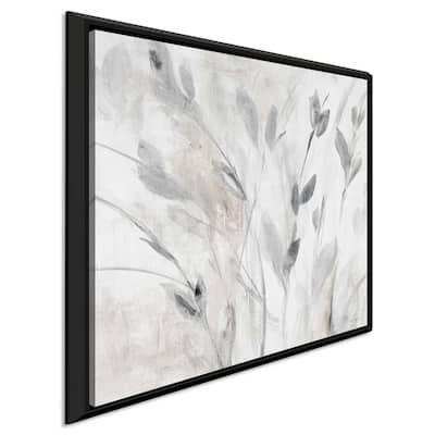 "Gray Misty Leaves Square I" Print on Floating Canvas