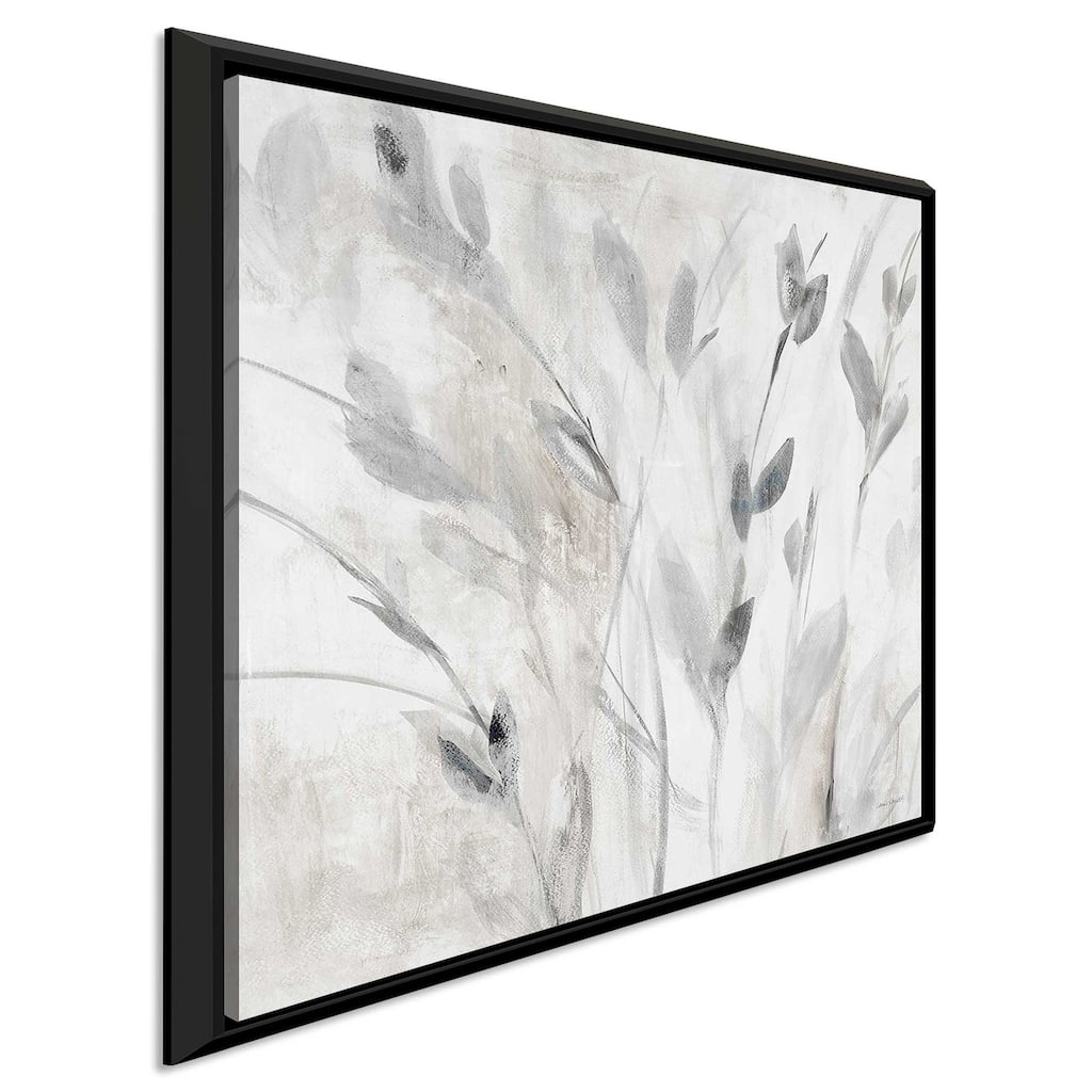 "Gray Misty Leaves Square I" Print on Floating Canvas