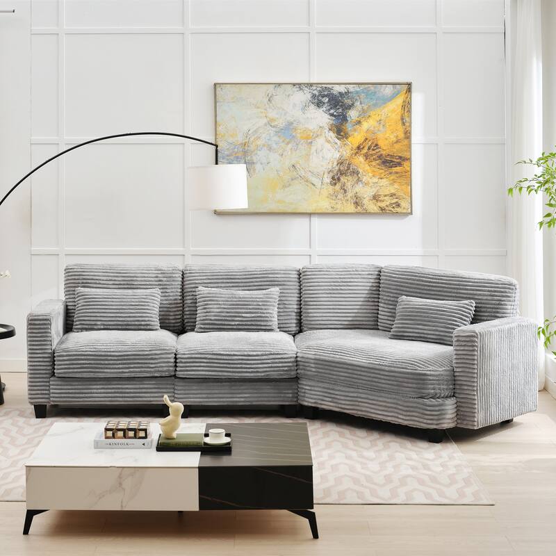 Multi-seat(3/4/5 seats) Corduroy Sectional Sofa, Modular Couch for Living Room & Business