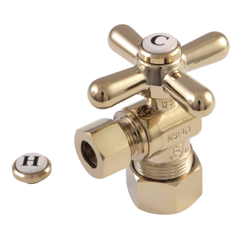 Kingston Brass Vintage 5/8-Inch X 3/8-Inch OD Comp Angle Stop Valve - Polished Brass