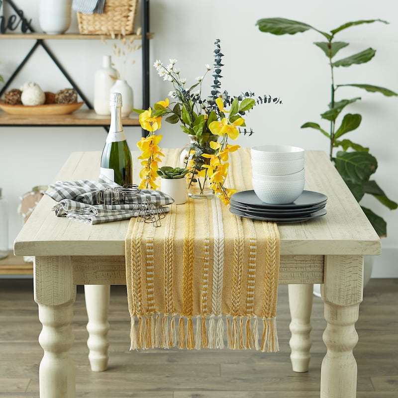 DII Black Braided Stripe Table Runner