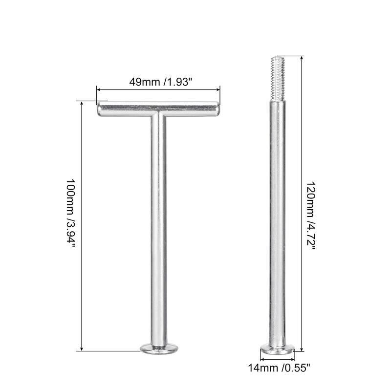Cake Tray Stand Handle Cupcake Dessert Plate Hardware Fitting Holder Rod Stand Handle, 3-Tiers - Silver - 2 Set