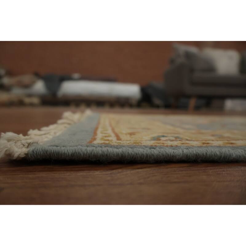 Hand Knotted Oriental 100% Wool Carpet Traditional Floral Navy Blue & Blues Ziegler Area Rug - 3' 10'' X 2' 0''