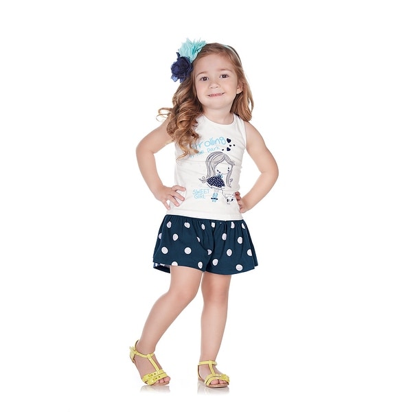 Pulla Bulla Toddler Girl Set Polka Dot Tank and Shorts 2pcs Outfit