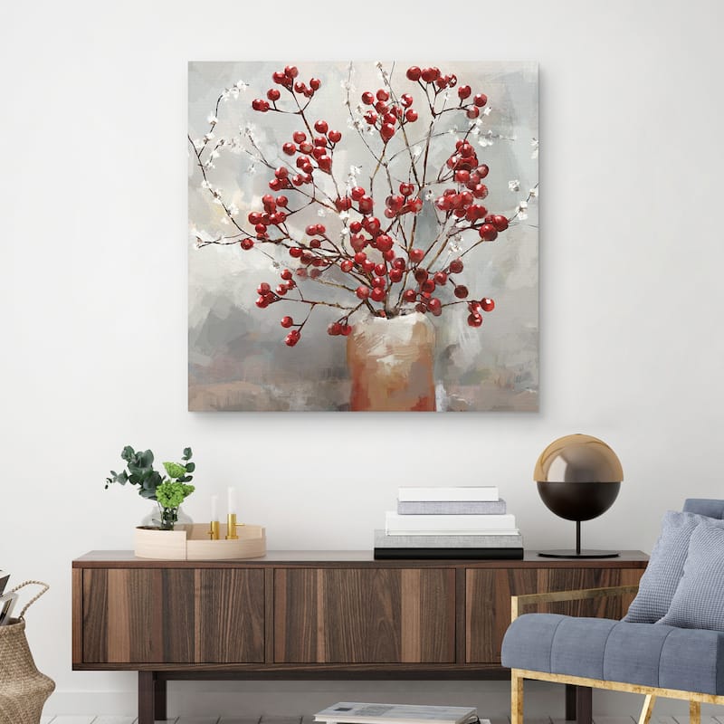 Berries & Blossoms Square by Studio Arts Canvas Art Print