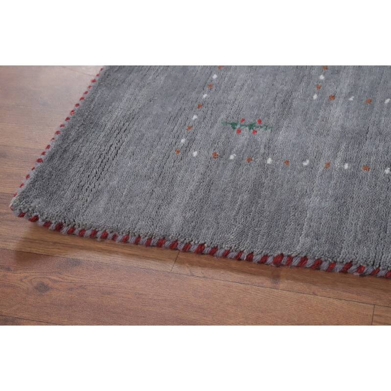 Handmade Gray Gabbeh Oriental Accent Rug Geometric Carpet - 5' 7'' X 4' 1''