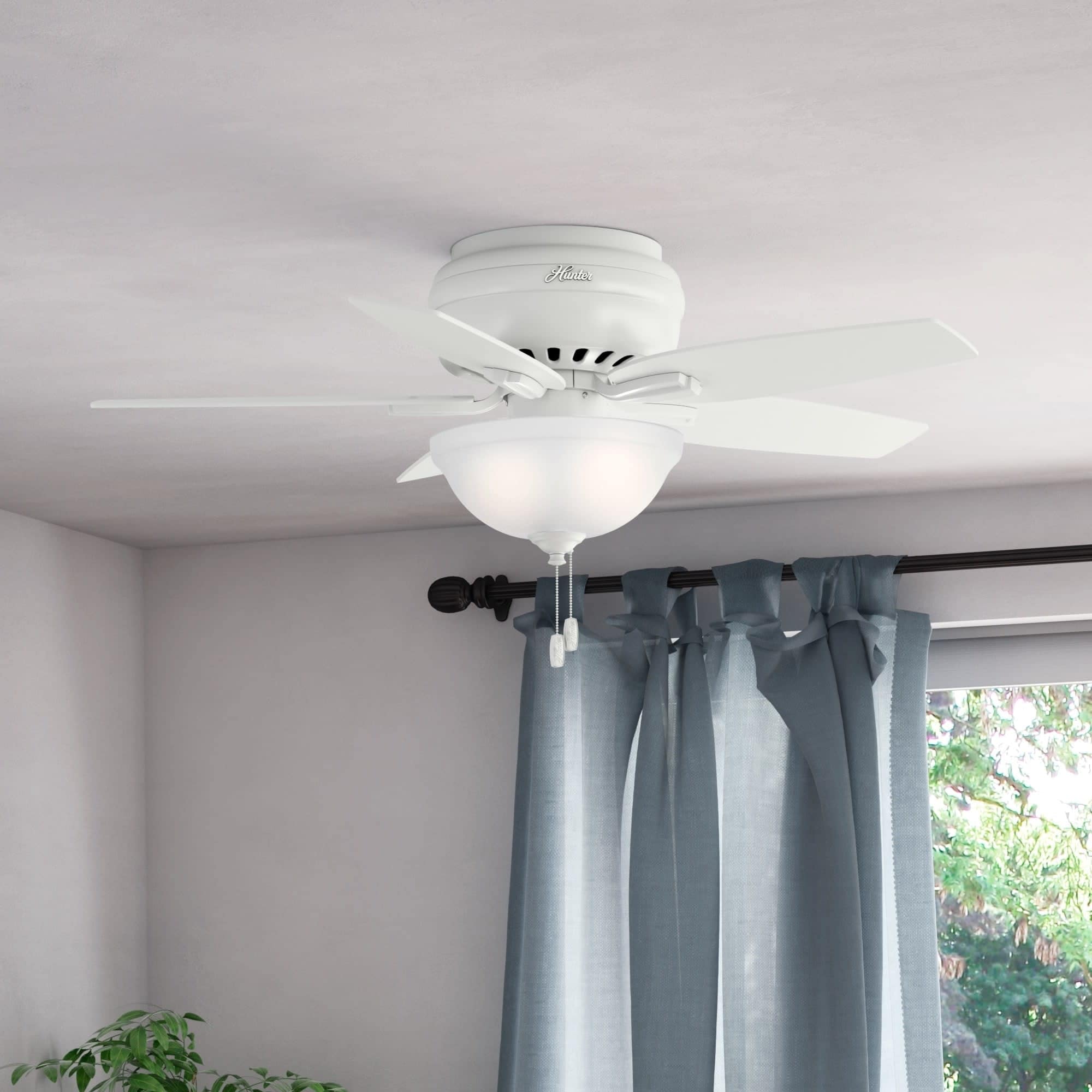 Hunter 42" Newsome Low Profile Ceiling Fan with LED Bowl Light Kit, Pull Chain - Transitional, Casual