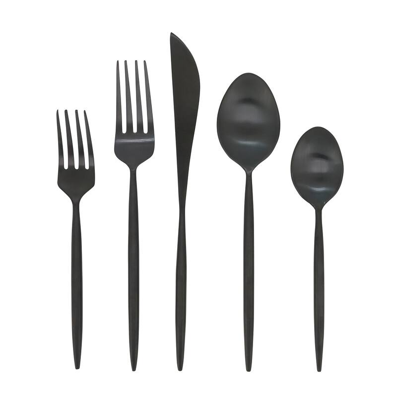 Stainless Steel Flatware With Dark Design (Set of 5) On Sale Bed
