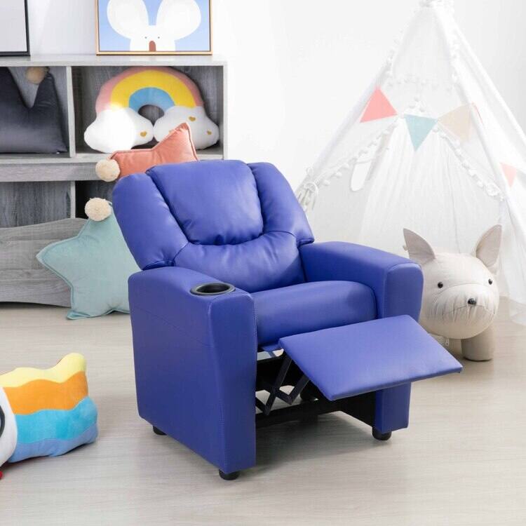 Pushback Kids Recliner Chair with Footrest & Cup Holders - Ultimate Comfort for Toddlers