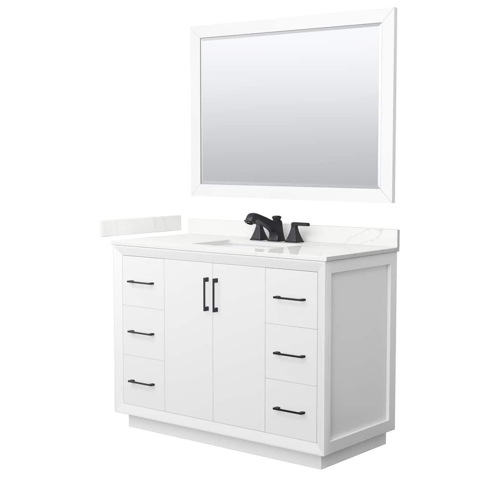 Strada 48-inch Single Vanity, Quartz Top, 46-inch Mirror