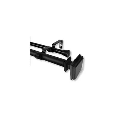 Adjustable Double Curtain Rod 120-170 Inch, Decorative Black Rod Set, Extendable Stylish Window Treatment Hardware - M