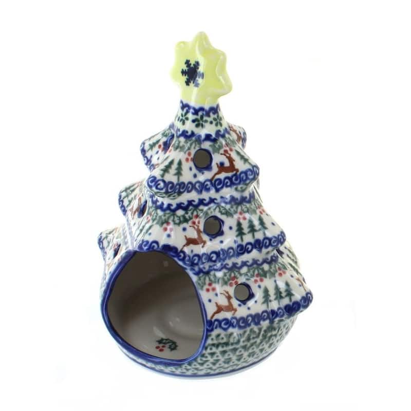 Blue Rose Polish Pottery 198 Vena Christmas Tree Luminary