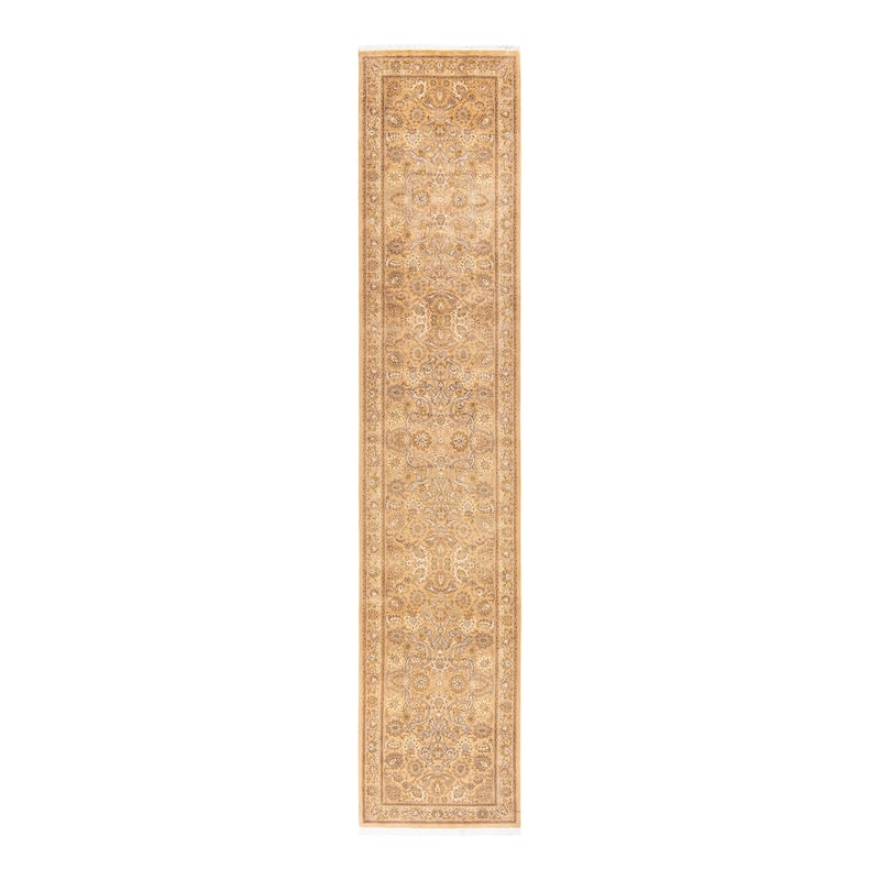 Overton Handknotted Wool Traditional Oriental Yellow Runner - Gold - Runner