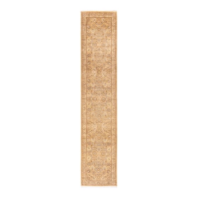 Overton Handknotted Wool Traditional Oriental Yellow Runner