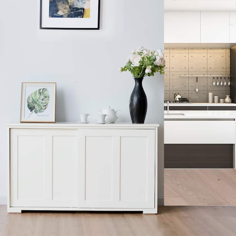 Kitchen Sideboard Buffet Wooden Storage Cabinet with Sliding Doors