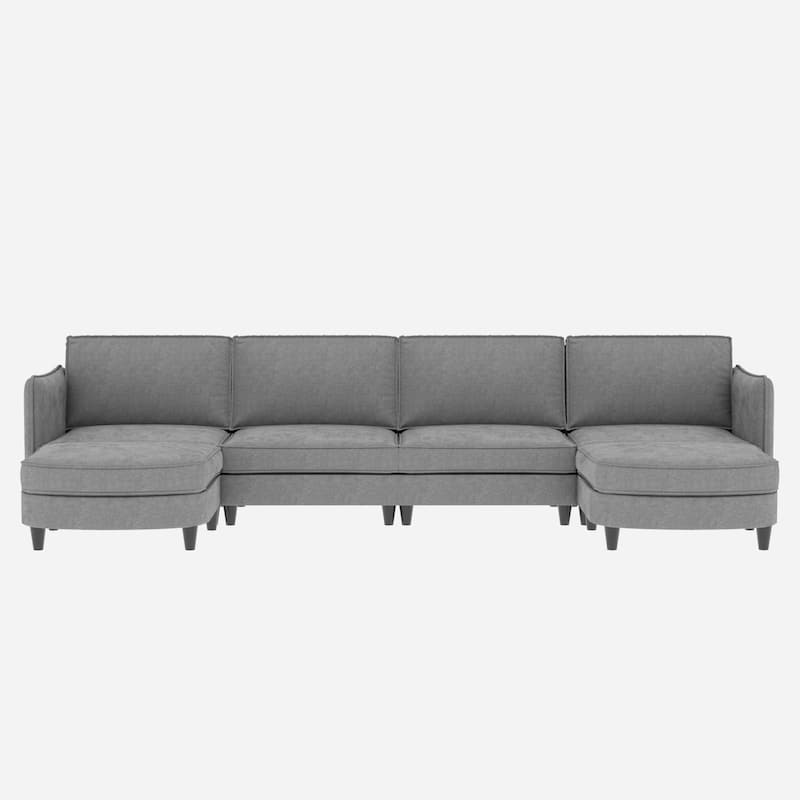 Christopher Knight Home - Benjamin Grand 6-Seater U-Shaped Sofa with Movable Ottoman and Convenient Storage Pockets